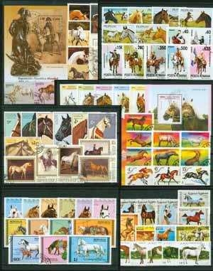A4 kaarten met 230 gestempelde postzegels, allemaal complete series.