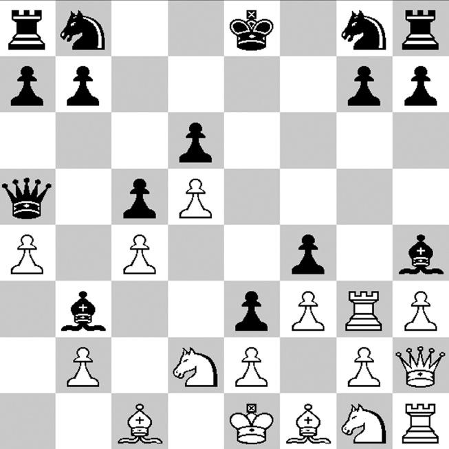Samuel Loyd was niet alleen een serieuze schaker, hij hield ook van een grapje. Zo verzon hij de volgende partij van zetten. Op de e zet is nog geen enkel stuk geslagen.