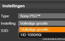 Sony PS3 U kunt bestanden exporteren naar uw PlayStation 3 door het exporttype Sony PS3 te selecteren.