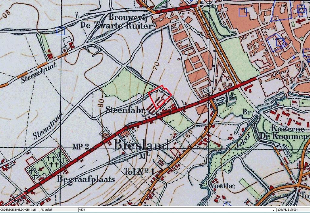 nl Afbeelding 4: Plangebied geprojecteerd op Bonneblad 1900.