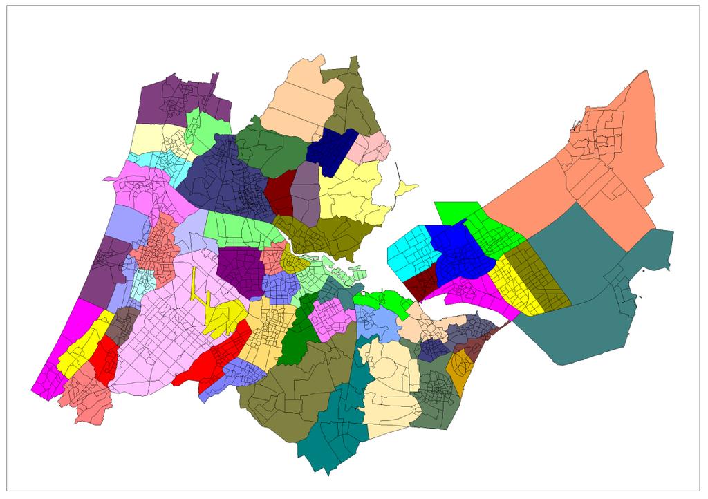 In onderstaande figuren (12-14) worden de basisaggregatie (gemeenten, stadsdelen en