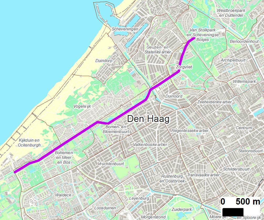 Noordwestelijke hoofdroute Den Haag De hoofdroute tussen Ockenburg en Madurodam, parallel aan de kust, is zwaar belast. Met een grote hoeveelheid aan kruisingen is de verkeersveiligheid niet optimaal.