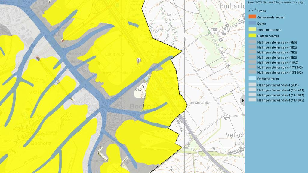 nl) Open-besloten karakter De bedrijfslocatie van Grooten ligt grotendeels op het plateau. Dit is terug te zien op de kaartuitsnede van de Landschapsvisie Zuid-Limburg en de hoogtekaart.