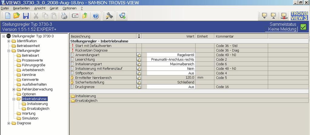 Instelling en bediening met TROVIS-VIEW 15.5 Klepstandsteller initialiseren De initialisatie met TROVIS-VIEW is alleen mogelijk, wanneer de klepstandsteller correct is aangebouwd en aangesloten.