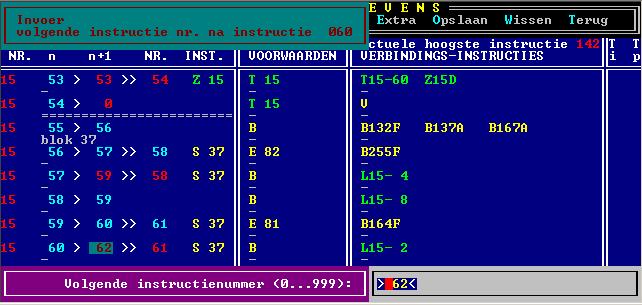 Invoer van het volgende instructienummer Bij het invoeren van een nieuw traject wordt automatisch het daarop volgende