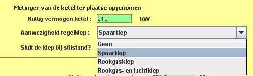 In (11): in situ vaststellen dat de luchtcirculatie doorheen de ketel verhinderd wordt bij een stilstaande brander. Keuze tussen 4 mogelijkheden door een scrollende lijst zoals afgebeeld op scherm 5.