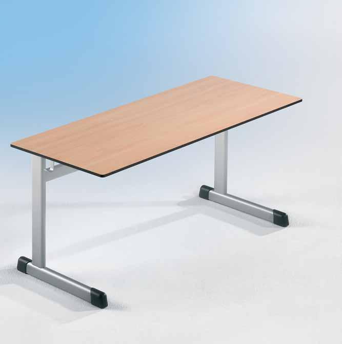 SerieT De afbeelding toont een tafel uit de T-serie met volkern-tafelblad in decor beuken. Praktisch onverwoestbaar! U ziet hier de leerlingentafel uit de serie T (Art. Nr.