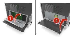 Een geheugenkaart installeren LET OP: GEVAAR VOOR ELEKTRISCHE SCHOKKEN: Als u toegang tot de controllerkaart wilt of optionele hardware of geheugenapparaten installeert nadat u de printer hebt