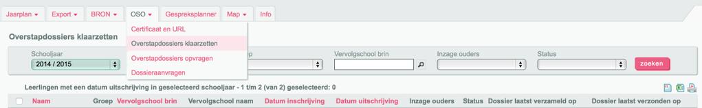 6. Overstapdossier klaarzetten voor de vervolgschool Een leerling kan zowel worden klaargezet voor een school met een ander brinnummer, maar kan ook worden klaargezet voor een uitwisseling binnen