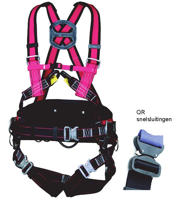 Multifunctioneel Positioneringsgordel Borstlussen Elastische schouder- en borstbanden (E) Snelsluitingen (QR) Verstelbare gordel en borst-, schouder- en
