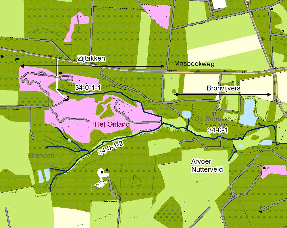 3.3 Oppervlaktewater Watersysteem De Springendalse beek (34-0-1) ontspringt een paar honderd meter afstand ten oosten van de top van de stuwwal van Ootmarsum op circa NAP +60 m hoogte.