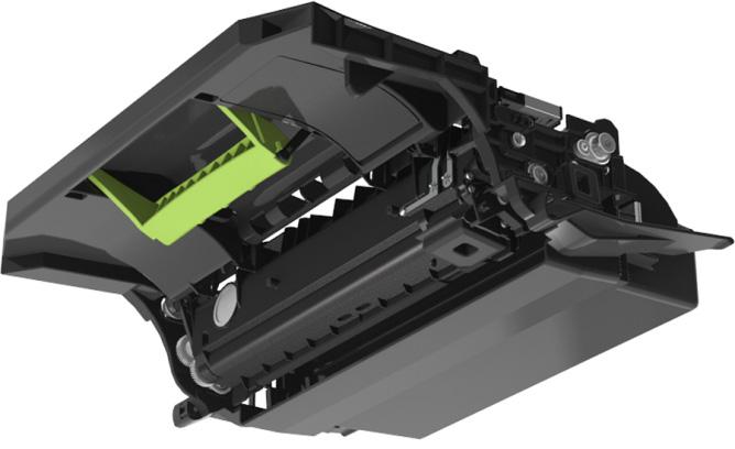 Printer onderhouden 253 2 Trek de tonercartridge uit de printer met behulp van de hendel. 3 Til de groene hendel op en trek de beeldverwerkingseenheid uit de printer.