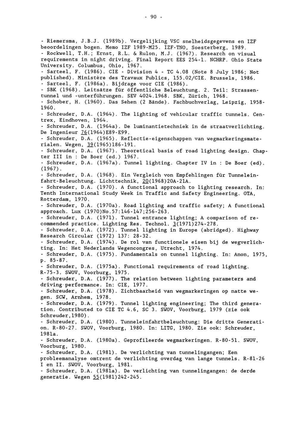 - 90 - - Riemersma, J.B.J. (1989b). Vergelijking VSC snelheidsgegevens en IZF beoordelingen bogen. Memo IZF 1989-M25. IZF-TNO, Soesterberg, 1989. - Rockwell, T.H.; Ernst, R.L. & Rulon, M.J. (1967).