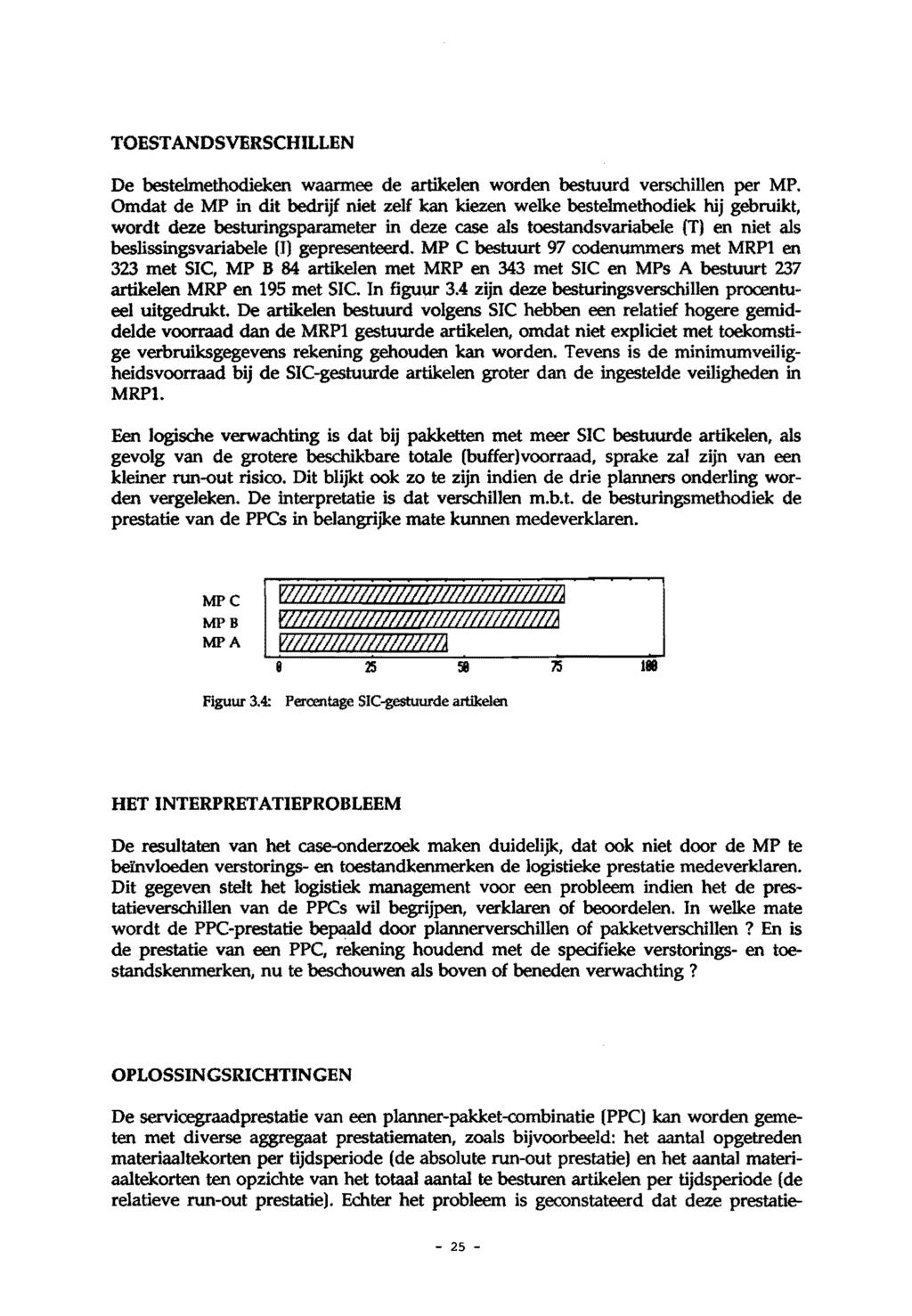 TOESTANDSVERSCHILLEN De bestelmethodieken waarmee de artikelen worden bestuurd verschillen per MP.