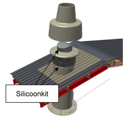Let op: na het snijden van de afdekplaat is een overlapping van 10 cm vereist met de bedekkende dakpannen of de dakrand.
