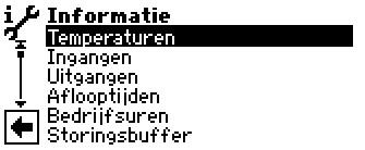 Systeeminformatie Informatie oproepen Temperaturen oproepen Ga naar de menuoptie Temperaturen in het menu Service Informatie en selecteer deze optie op het navigatie- Selecteer het pictogram scherm