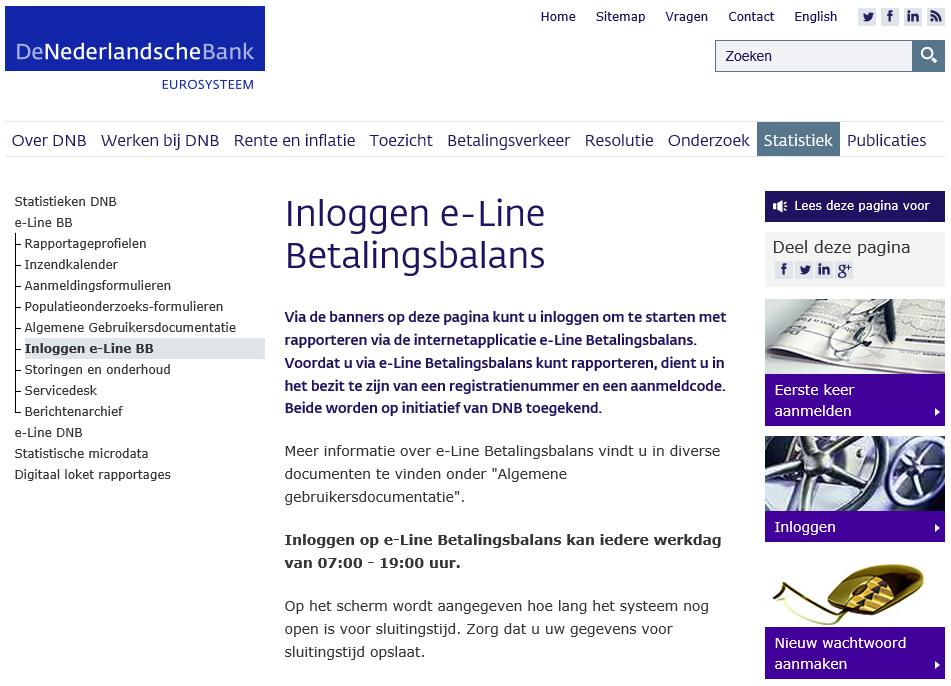 Vervolgens verschijnt het scherm 'Inloggen e-line Betalingsbalans'. Zie Afbeelding 3.