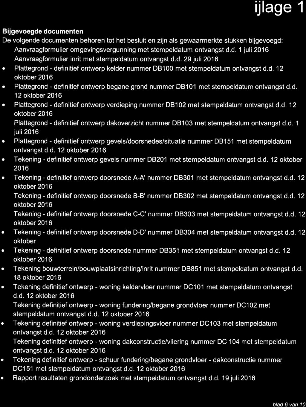 -:\)rz- -..'l-- Bijlage 1 Bijgevoegde documenten De volgende documenten behoren tot het besluit en zijn als gewaarmerkte stukken bijgevoegd:.