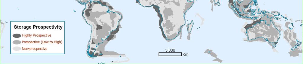 regions Uitgeputte olie/gas velden Zoutwaterlagen Enhanced Oil Recovery (EOR) Enhanced Coal-bed Methane Recovery (ECBM) Mineralisering Prospective areas in sedimentary basins where suitable saline