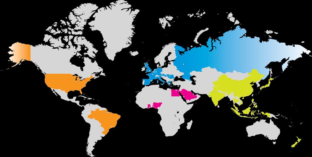 Wereldwijd Europa Nederland Duitsland België Griekenland Hongarije Roemenië Rusland Frankrijk Spanje Italië Oostenrijk Groot- Brittannië Noord- en Zuid- Amerika Verenigde Staten Brazilië Afrika en