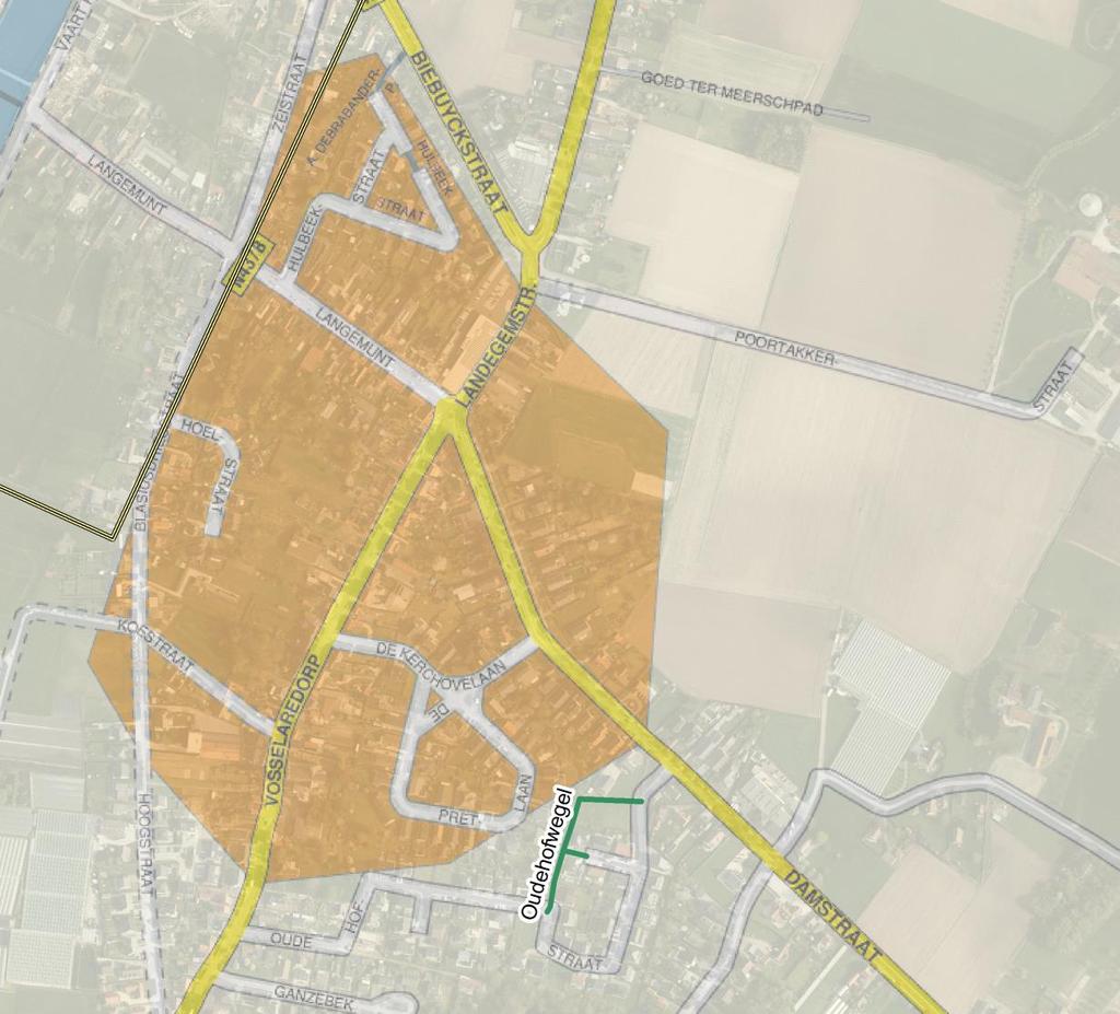 Kaart Vosselare Oudehofwegel (Vosselare) Het gaat hier om de fiets-voet verbinding / wegel in de wijk