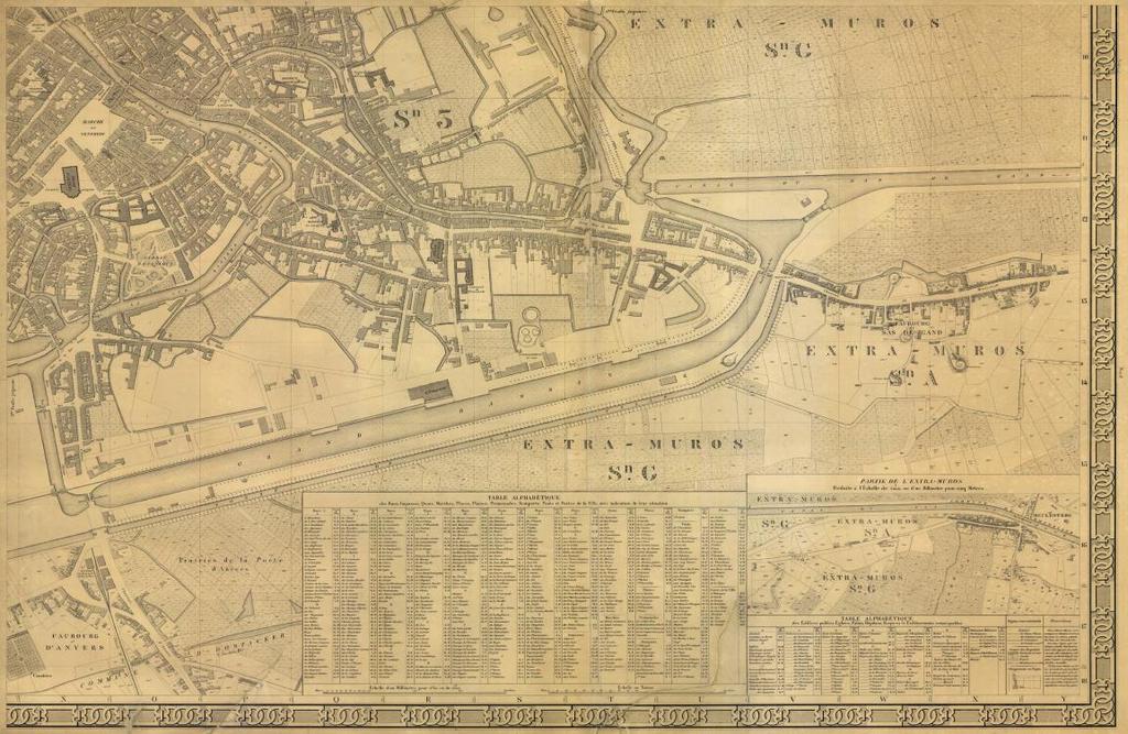 Gerard Historische kaart Gent 1855 voert het Gentse