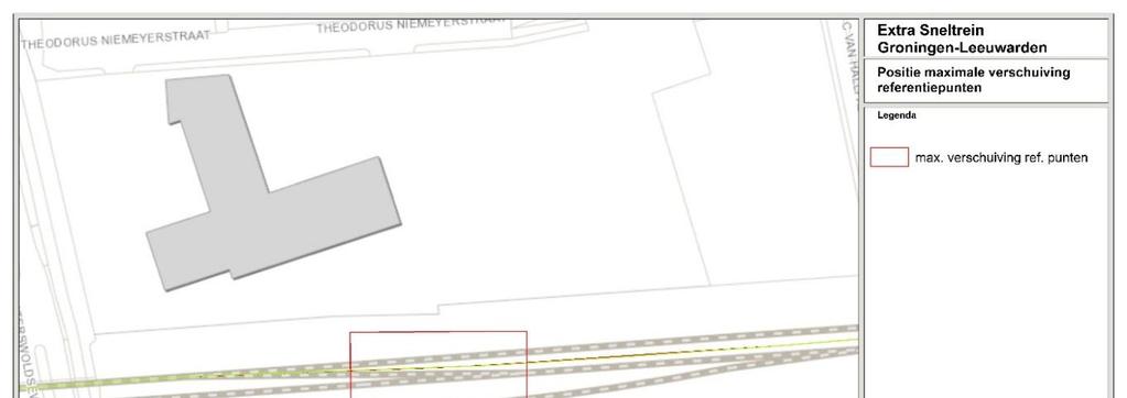 EV-effecten nieuwe situatie Figuur 3-4 Locatie wijziging ligging referentiepunten, huidige situatie (groen) toekomstige situatie