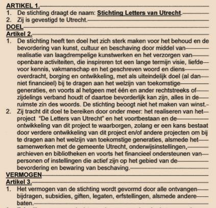 Stichting Letters van Utrecht p/a Oudegracht 281-283 3511 PA UTRECHT RSIN/fiscaal nummer: 8516.23.