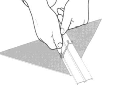 To glue the triangle-shaped piece more simply and securely, cut a groove on the back of the