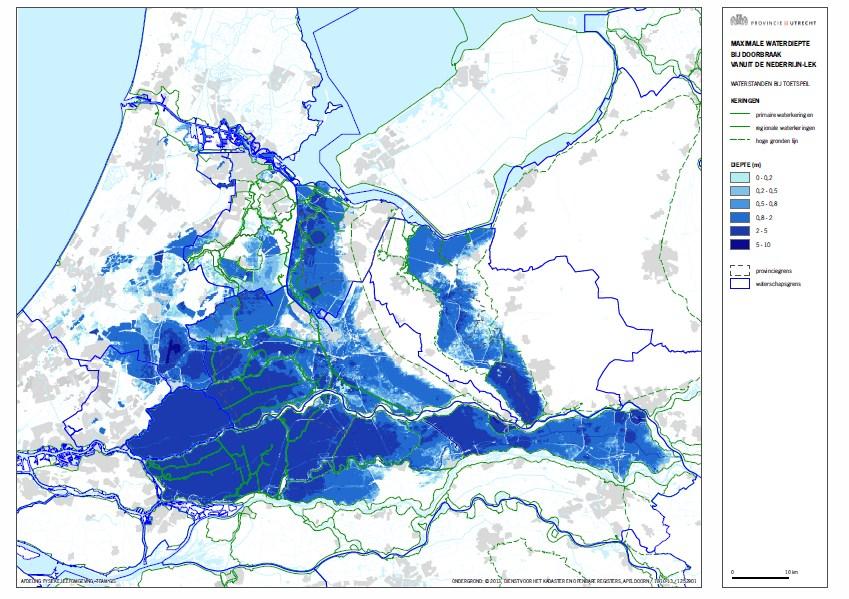 2.2. Karakteristiek overstromingen vanuit de Neder-Rijn en Lek De dijken langs de Neder-Rijn en Lek beschermen een groot achterland met daarin veel inwoners, grote economische waarden, vitale