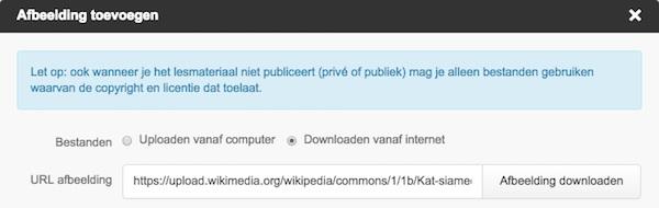 Klik dan op downloaden vanaf internet Plak de link (let op: de link moet eindigen op jpg,