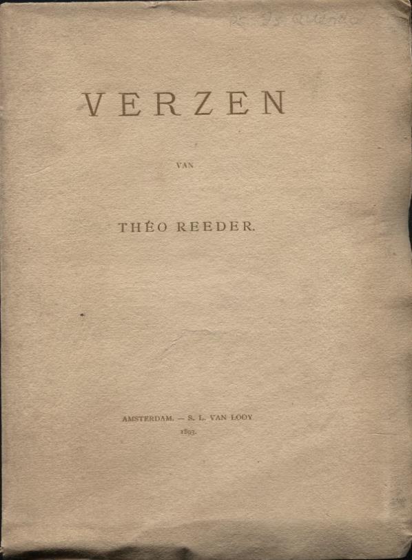22A 22B 22. [Querido, Israël als] Reeder, Theo Verzen. Amsterdam, S.L. Van Looy 1893; gedrukt op handgeschept papier van Van Gelder; A.