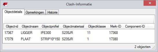 Gewijzigd Als het object is gewijzigd (bijvoorbeeld als het profiel is gewijzigd), wijzigt de status naar Gewijzigd als u de clash check opnieuw uitvoert.