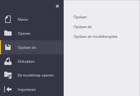 1.5 Een model opslaan en openen Een model opslaan Om een model op te slaan (met een andere naam) klikt u op Bestand > Opslaan als.