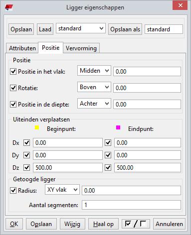 Het is niet aan te bevelen de velden Dx, Dy en Dz in het tabblad Positie te