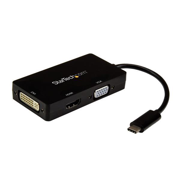 USB-C multiport adapter - 4K 30 Hz - 3-in-1 USB C naar HDMI, DVI of VGA Product ID: CDPVGDVHDBP Deze USB-C multiport adapter is een draagbare oplossing voor de aansluiting van uw USB-C computer op