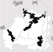 B. Structuur van de woongebieden In kunnen een drietal types van woonbebouwing onderscheiden worden: bewoning in kernen, bewoning in lintvormige bebouwing langs wegen en verspreide bewoning.