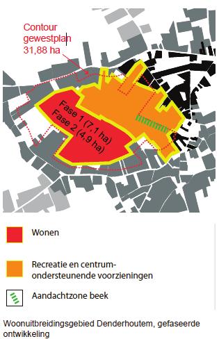 woonuitbreidingsgebieden. Aanvullend daarop worden er een aantal wooninbreidingsgebieden verplaatst naar Denderhoutem (7,1 ha).