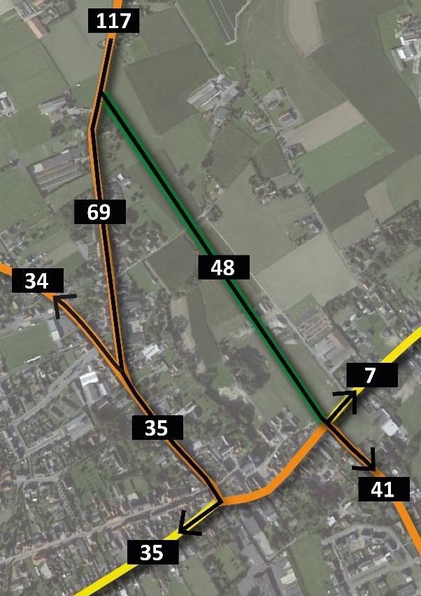 Rapport P_0579 Verkeersstudie ontsluitingsweg RUP Centrum Dentergem Figuur 24: Verwachte toedeling richting Aarsele tijdens de OCHTENDspits Figuur 25: Verwachte toedeling richting Dentergem tijdens