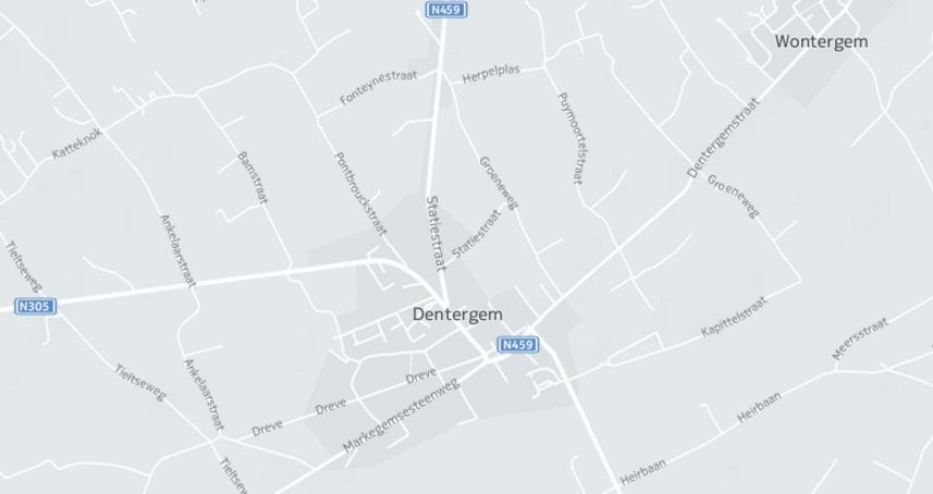 3.1.1. DeelRUP Dentergem centrum De dorpskom van Dentergem bestaat uit enkele centrumstraten (Statiestraat en Wontergemstraat) die samen komen op het kerkplein.