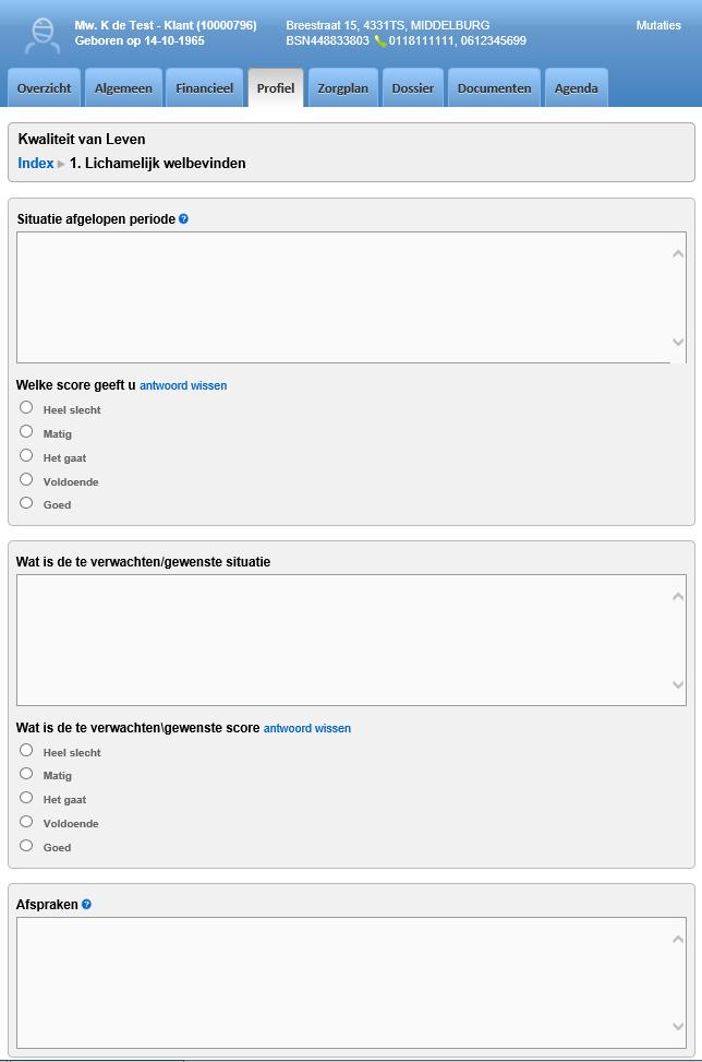 Vastleggen van resultaten Hoe gaan we de resultaten van een gesprek in het ECD vastleggen? Eigen formulier in NEDAP/ONS gebouwd. Per hoofddimensie: - Hoe ervaart iemand zijn huidige situatie?