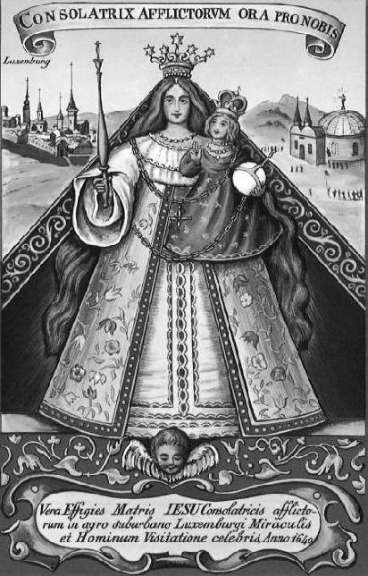 Deze afbeelding van O.L. Vrouw van Luxemburg was kort daarvoor aan haar te koop aangeboden door twee Hessische soldaten. Ze kocht het niet, want ze vond het te duur.