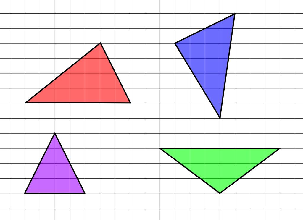 5.3 Oppervlakte driehoek 23. a. Bereken de oppervlakte van de rode driehoek. Teken eerst de rechthoek. b. Bereken de oppervlakte van de blauwe driehoek. Teken eerst de rechthoek. c.