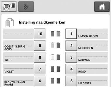 BORDUURINSTELLINGEN Gereserveerde nldstng en nisnelheidinstellingen Normlgesproken wijst de mchine utomtisch drdkleuren toe n de nldstngen.