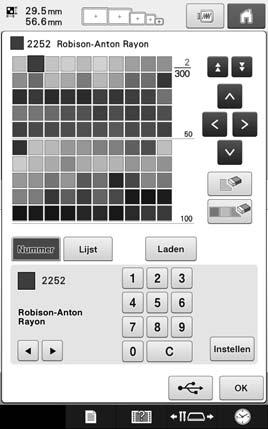 b Gebruik om te kiezen wr u een kleur wilt toevoegen in het eigen d Gebruik om een 4-cijferig nummer vn kleurenplet. een kleur in te voeren.