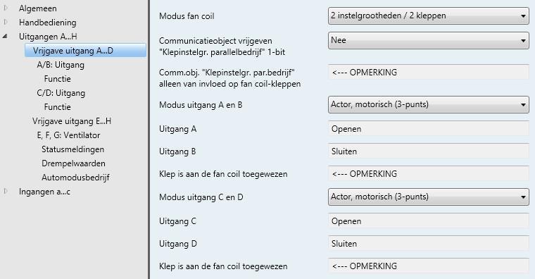 Opmerking Bij selectie van de opties met 2 kleppen kan via het communicatieobject Klepinstelgrootheden parallelbedrijf het parallelbedrijf worden vrijgegeven.