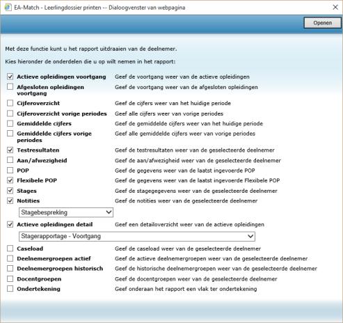 Eigen schermen bouwen mooier kan het niet En dan de optie van schooleigen vragenlijsten mooier kan het niet! U formuleert en bedenkt uw eigen proces en programmeert dit in EA-Match.