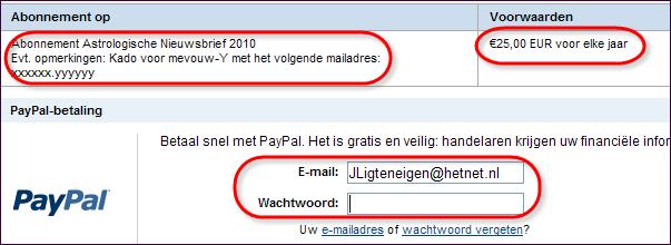 Vervolgens wordt u geleid naar de beveiligde pagina s van Paypal.