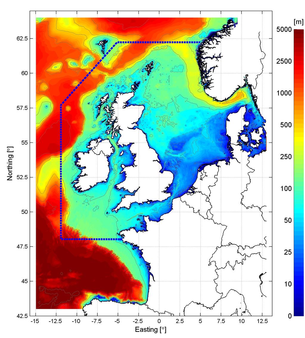 DCSMv6 model setup (model grid and bathymetry) Model setup - computational grid