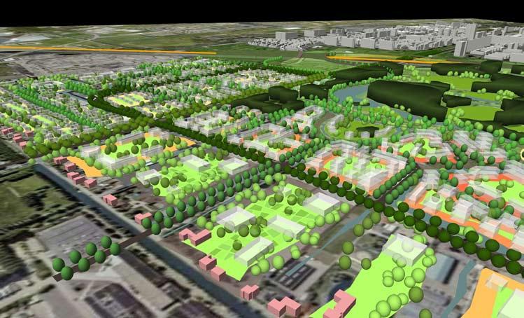 18 Deelgebied t Haantje: Park en stad gaan hier een symbiose aan Visualisatie gemengde zone t Haantje t Haantje Deelgebied dankt haar kwaliteit aan de directe ligging aan het